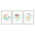 thumbnail image 1 of Stupell Industries Whimsical Mythical Animals Creatures Cute Cartoon Style Graphic Art Gray Framed Art Print Wall Art, Set of 3, Design by June Erica Vess, 1 of 7