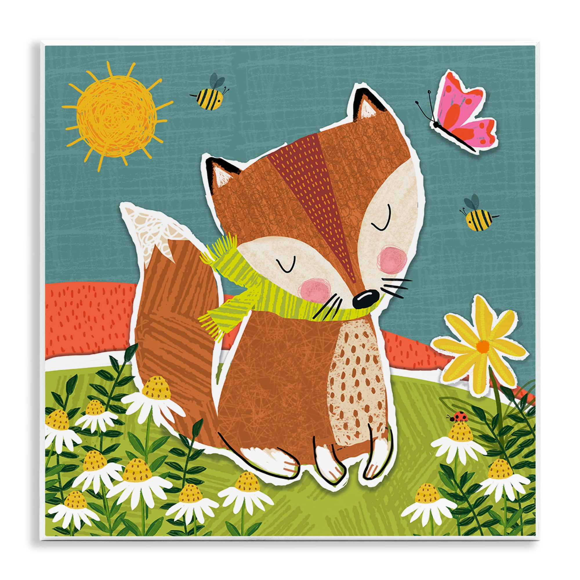 Stupell Industries Whimsical Nature Fox Animals Painting Unframed Art Print Wall Art, 12 x 12