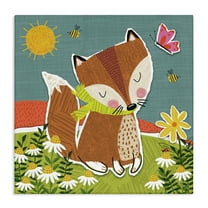 Stupell Industries Whimsical Nature Fox Animals Painting Wrapped Canvas Art Print Wall Art, 17 x 17