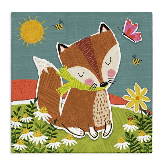 Stupell Industries Whimsical Nature Fox Animals Painting Wrapped Canvas Art Print Wall Art, 24 x 24