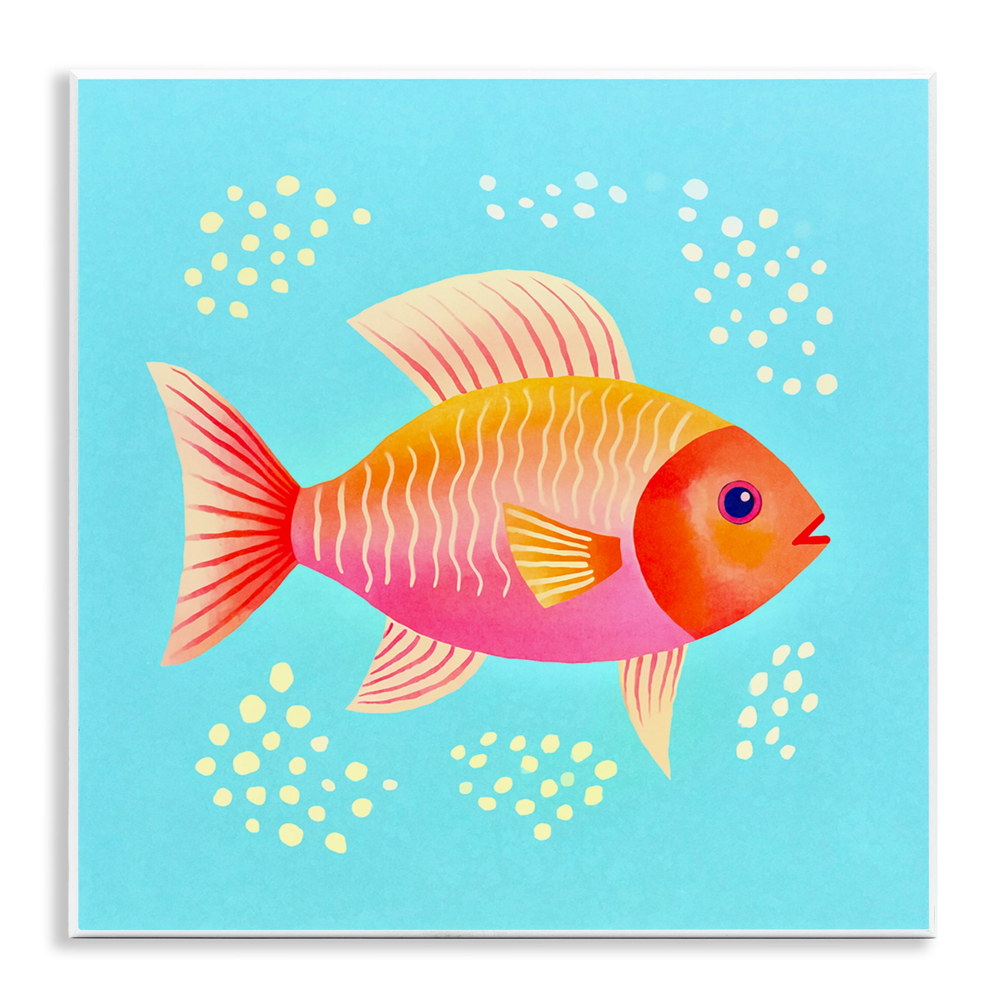 Stupell Industries Whimsical Orange Fish Animals Painting Unframed Art Print Wall Art, 12 x 12