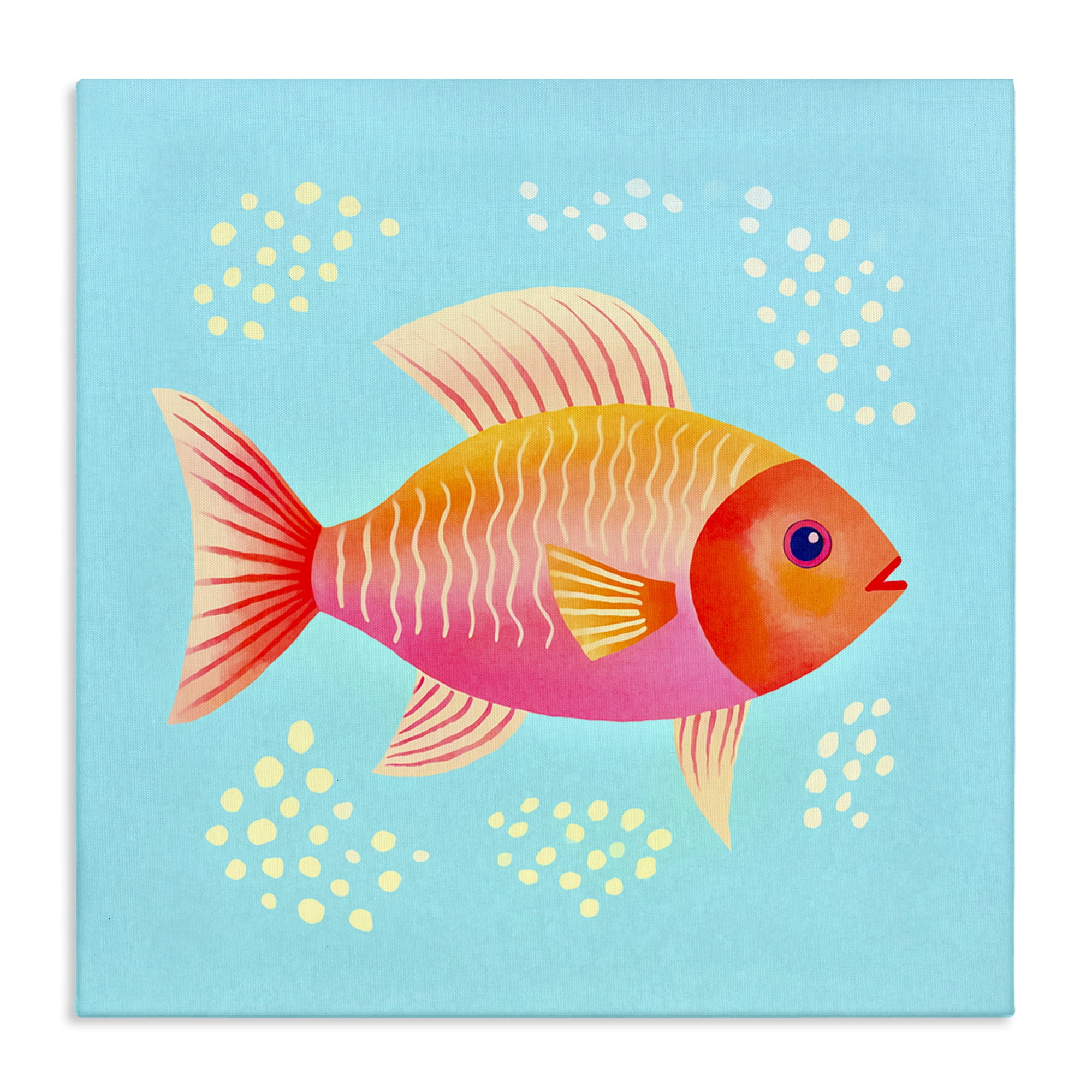 Stupell Industries Whimsical Orange Fish Animals Painting Wrapped Canvas Art Print Wall Art, 36 x 36