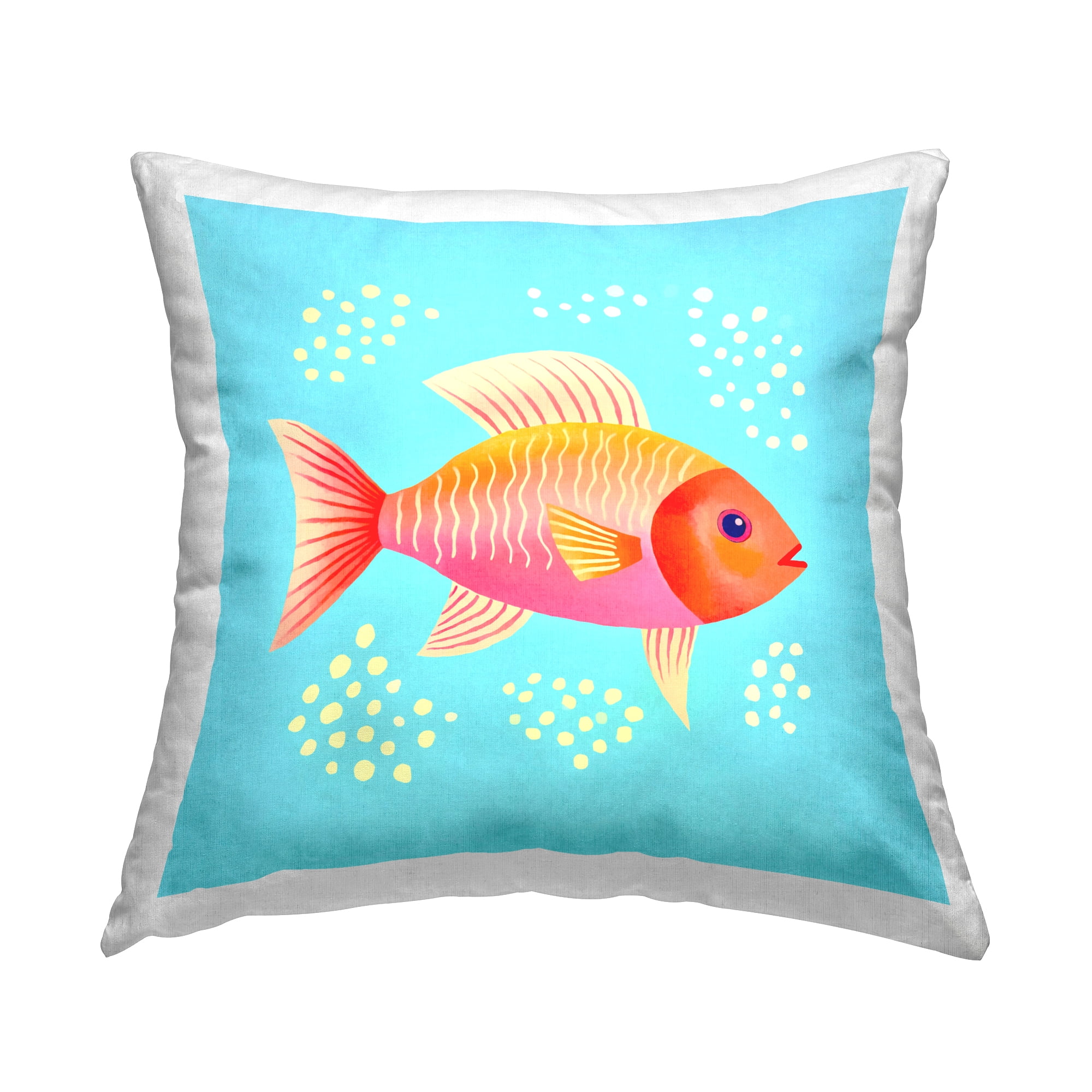 Stupell Industries Whimsical Orange Fish Decorative Printed Throw Pillow Design by Andrea Haase.