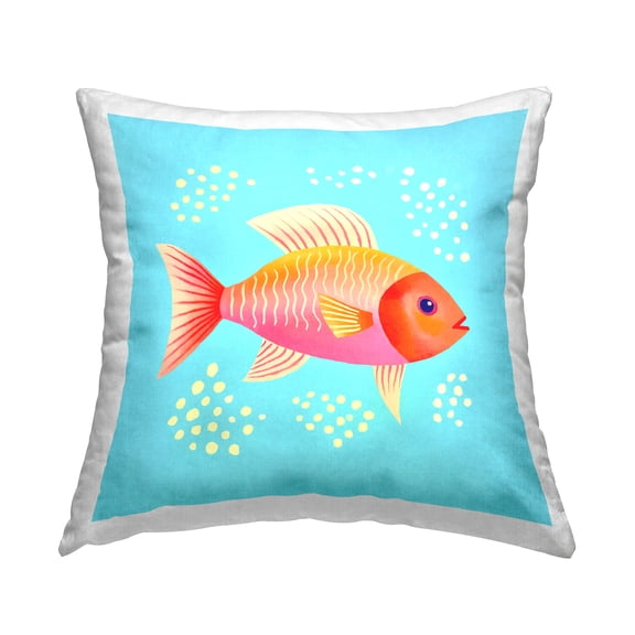 Stupell Industries Whimsical Orange Fish Decorative Printed Throw Pillow Design by Andrea Haase.
