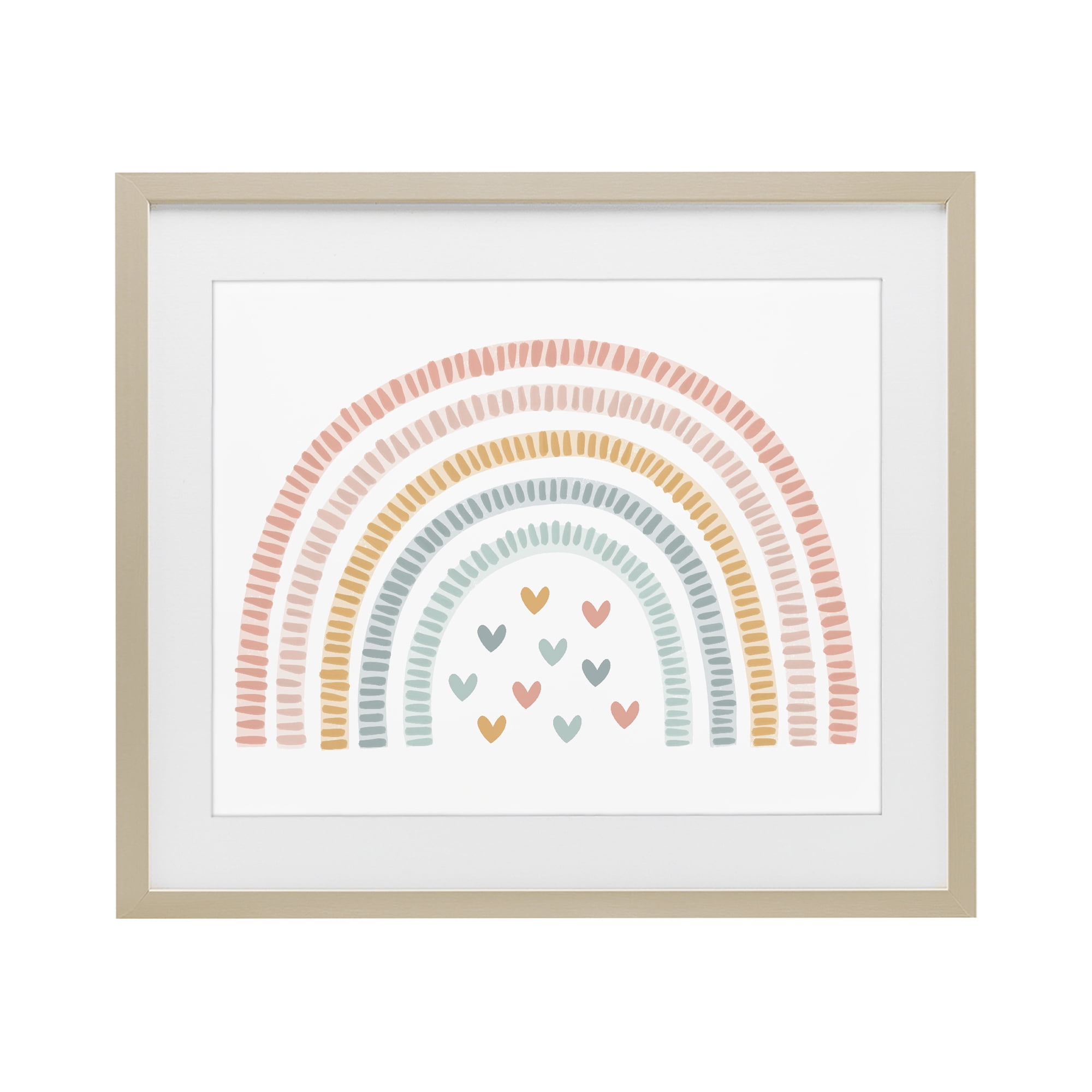 Stupell Industries Whimsical Pastel Rainbow with Hearts Birch Framed Print Under Glass, design by Lil' Rue