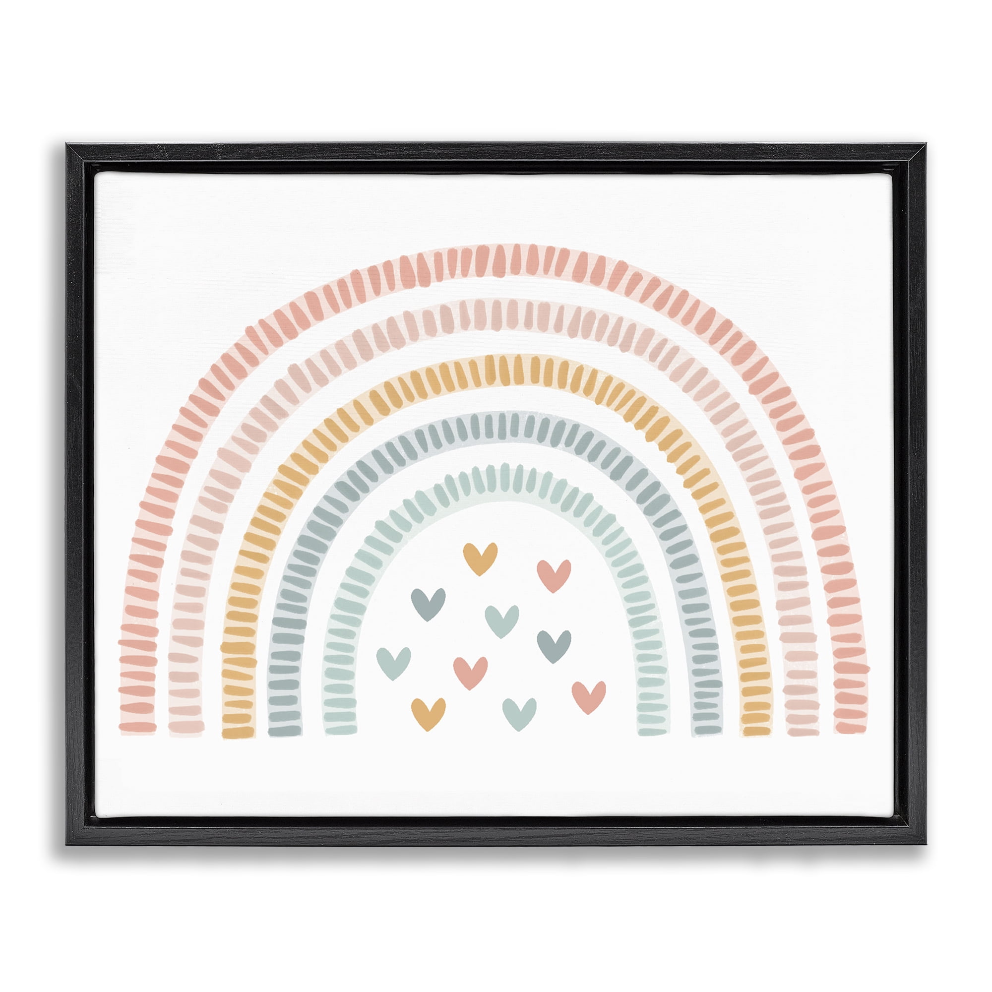 Stupell Industries Whimsical Pastel Rainbow with Hearts Black Framed Floater Canvas Wall Art, design by Lil' Rue