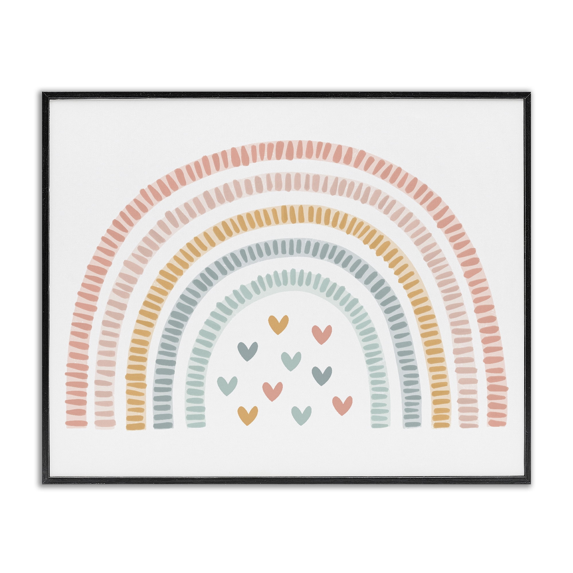 Stupell Industries Whimsical Pastel Rainbow with Hearts Black Framed Giclee Art, design by Lil' Rue