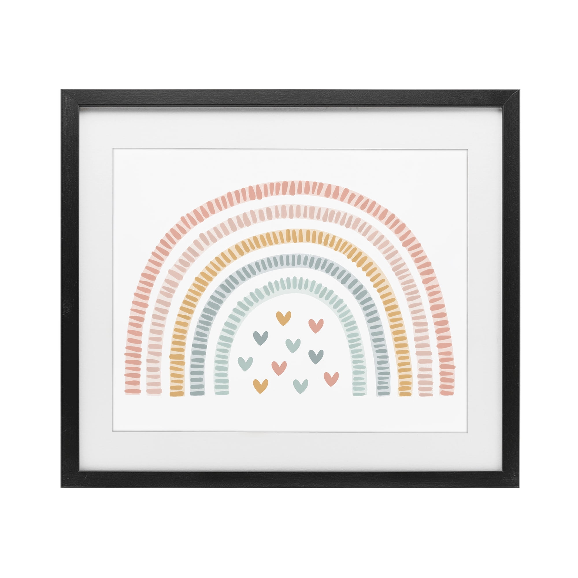 Stupell Industries Whimsical Pastel Rainbow with Hearts Black Framed Print Under Glass, design by Lil' Rue