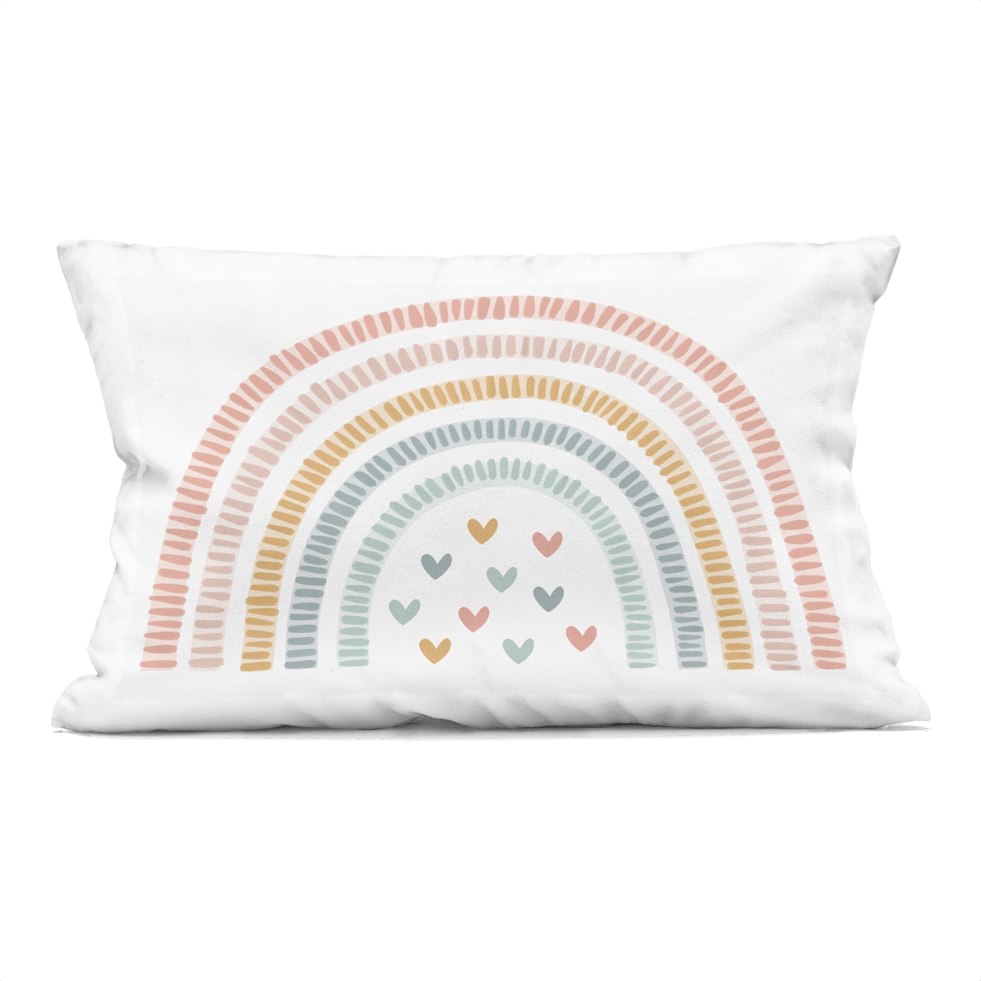 Stupell Industries Whimsical Pastel Rainbow with Hearts Decorative Printed Throw Pillow, design by Lil' Rue, 14 x 7 x 20