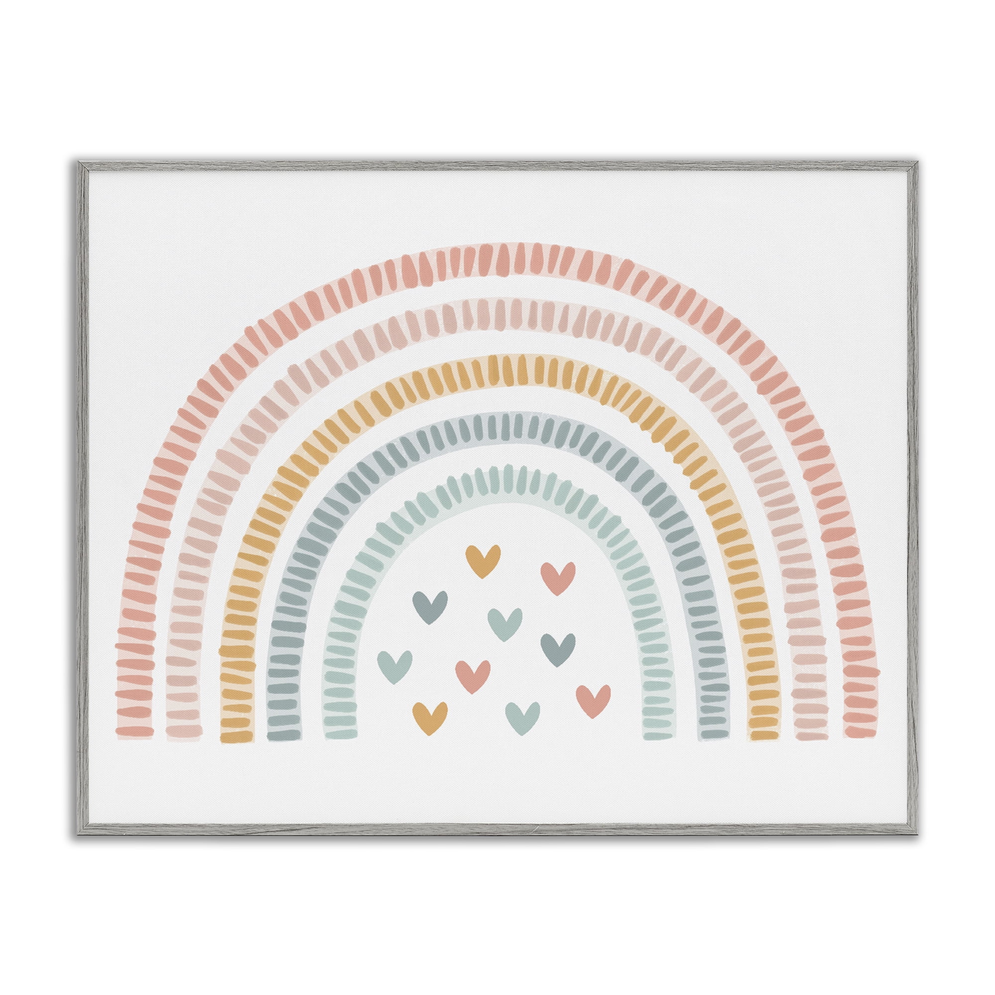 Stupell Industries Whimsical Pastel Rainbow with Hearts Gray Framed Giclee Art, design by Lil' Rue