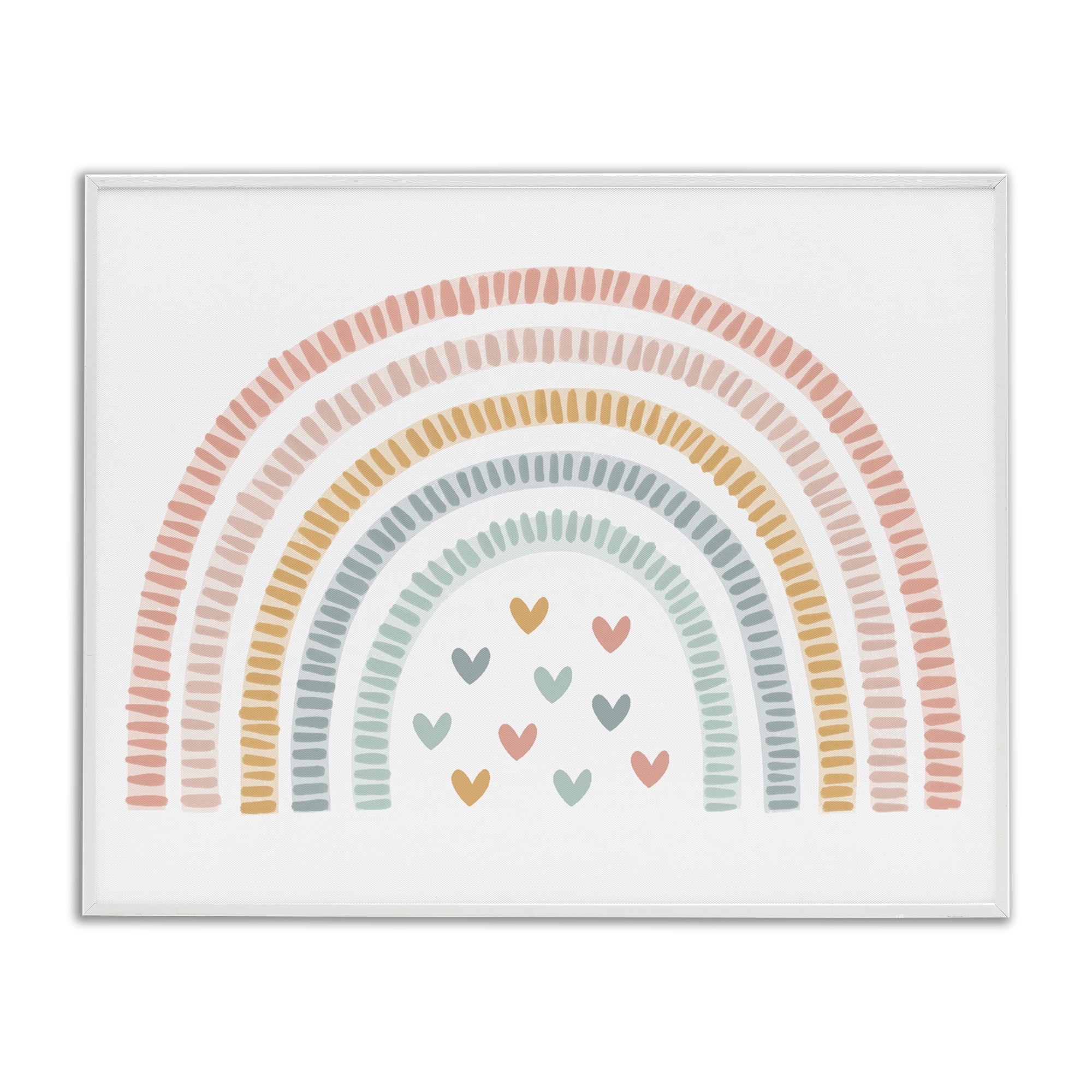 Stupell Industries Whimsical Pastel Rainbow with Hearts White Framed Giclee Art, design by Lil' Rue
