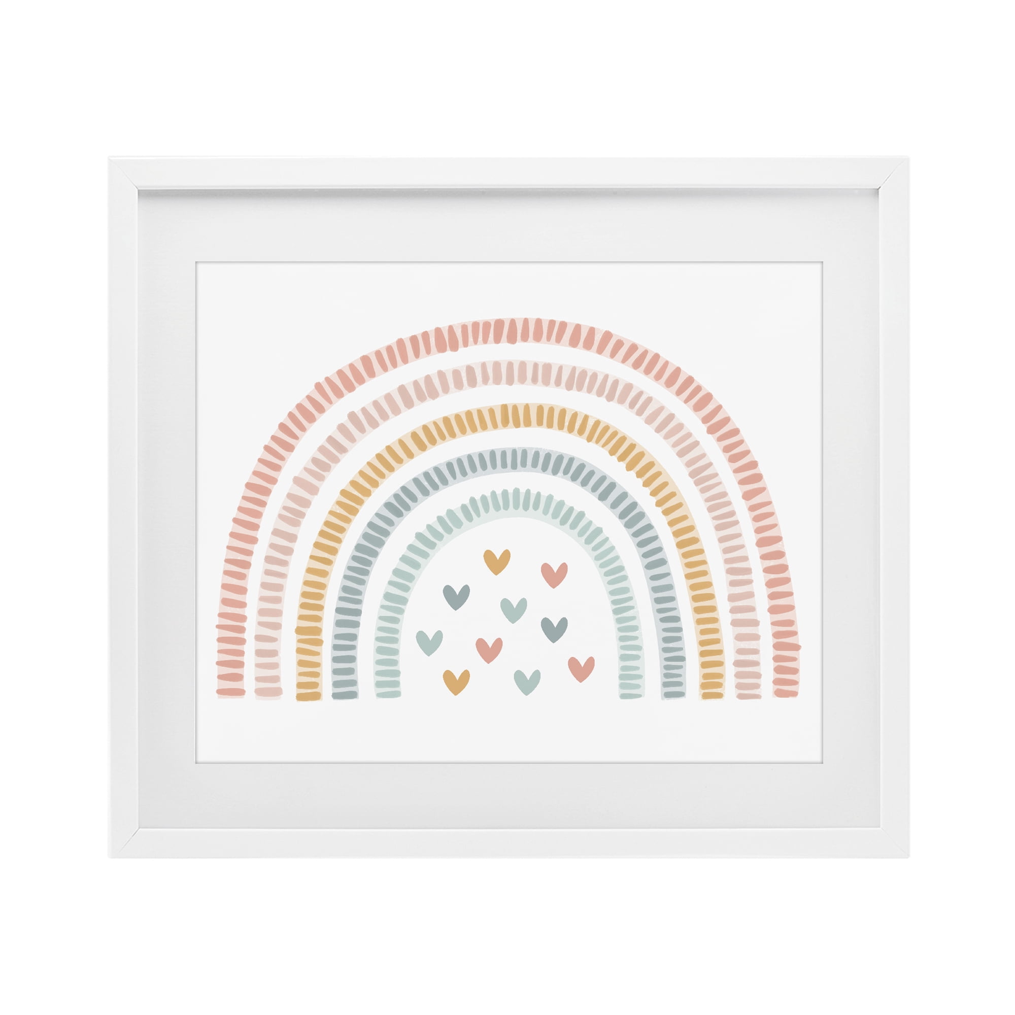 Stupell Industries Whimsical Pastel Rainbow with Hearts White Framed Print Under Glass, design by Lil' Rue