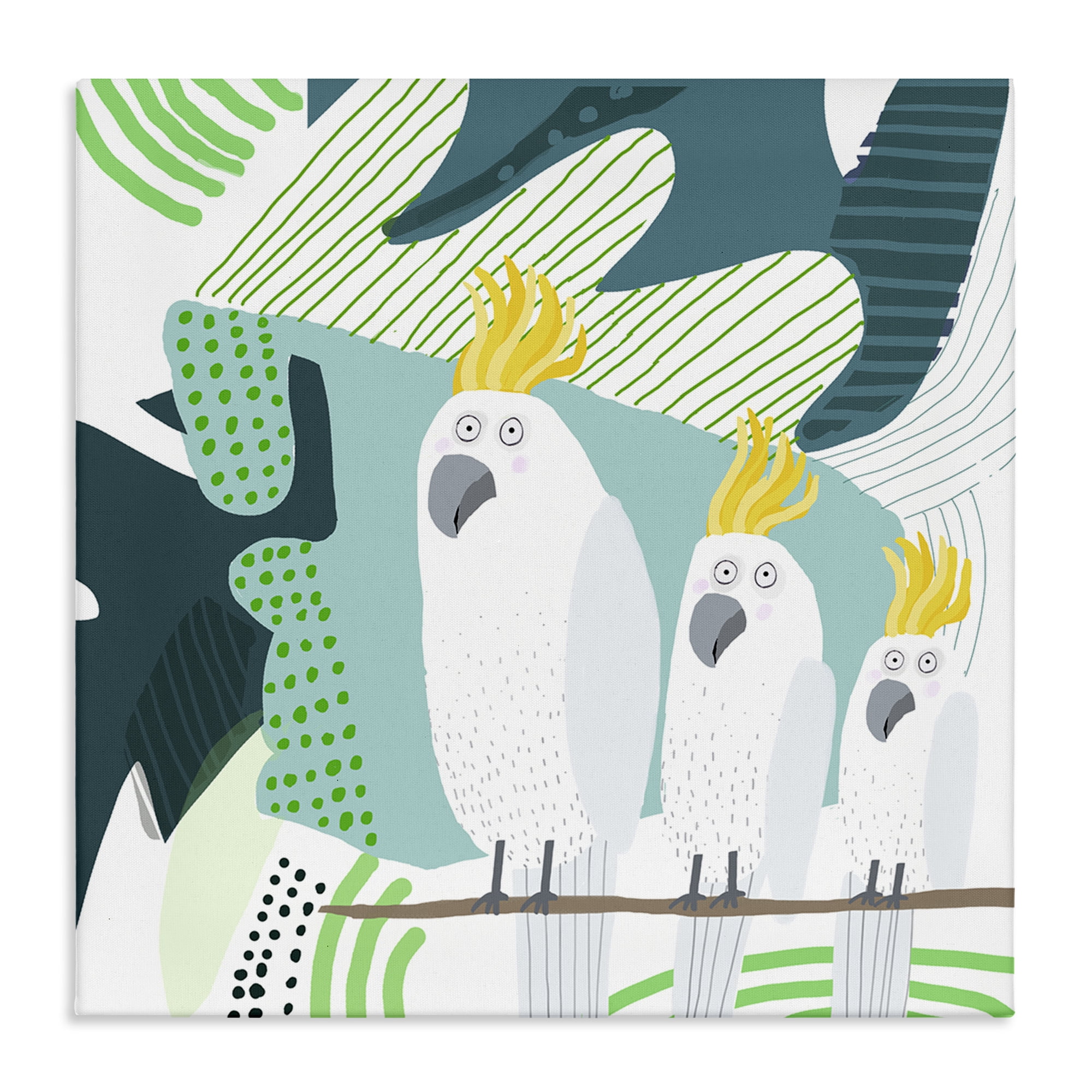 Stupell Industries Whimsical Patterned Cockatoo Animals Painting Wrapped Canvas Art Print Wall Art, 36 x 36