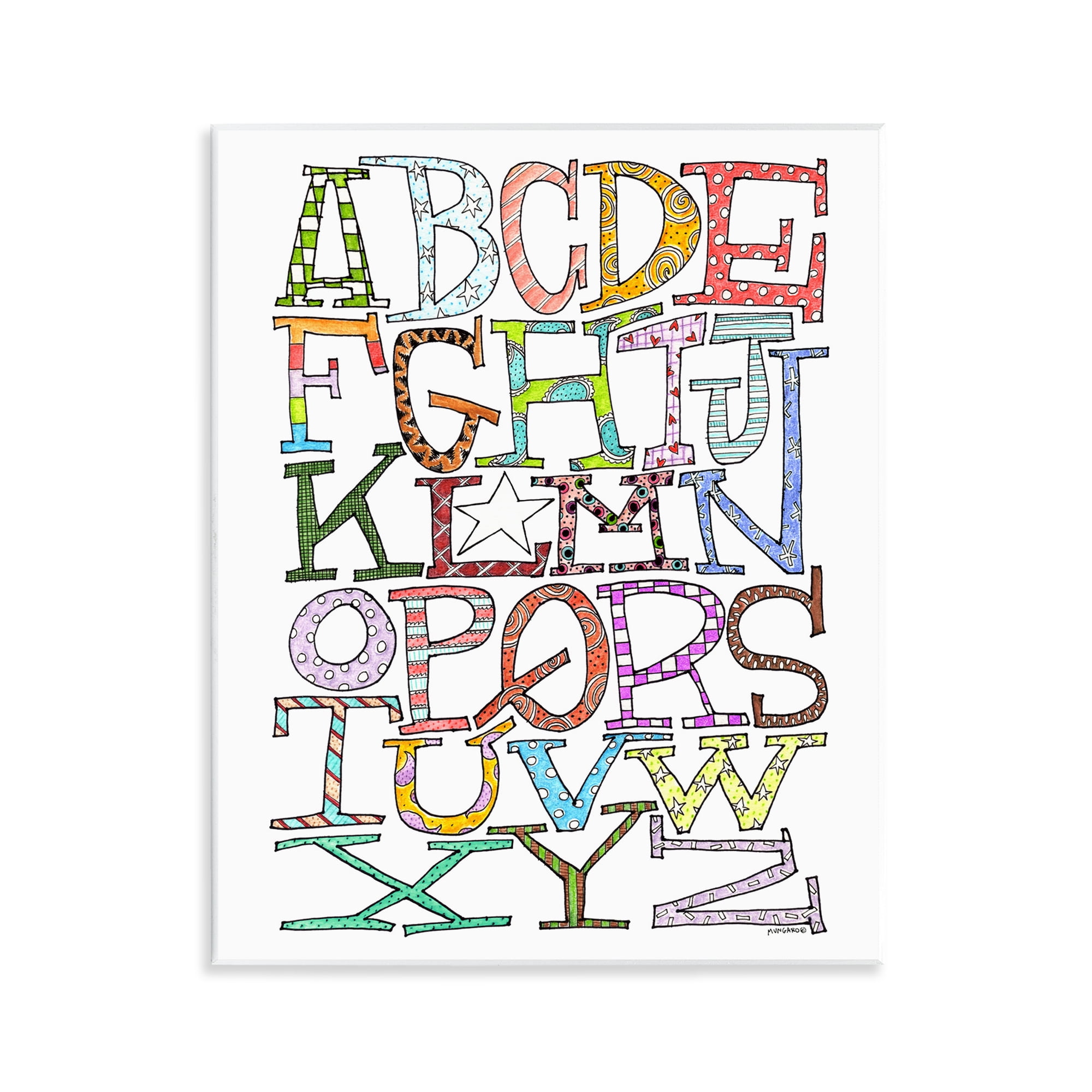 Stupell Industries Whimsical Patterned Letters Novelty Painting Unframed Art Print Wall Art, 11 x 14
