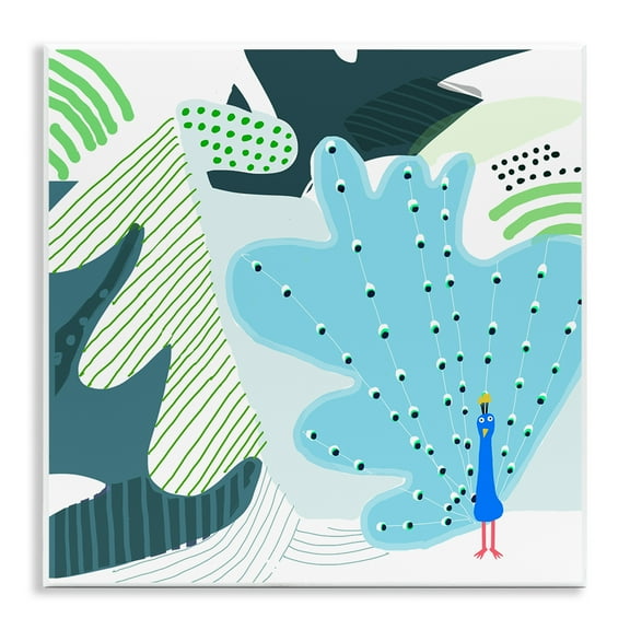 Stupell Industries Whimsical Patterned Peacock Animals Painting Unframed Art Print Wall Art, 12 x 12