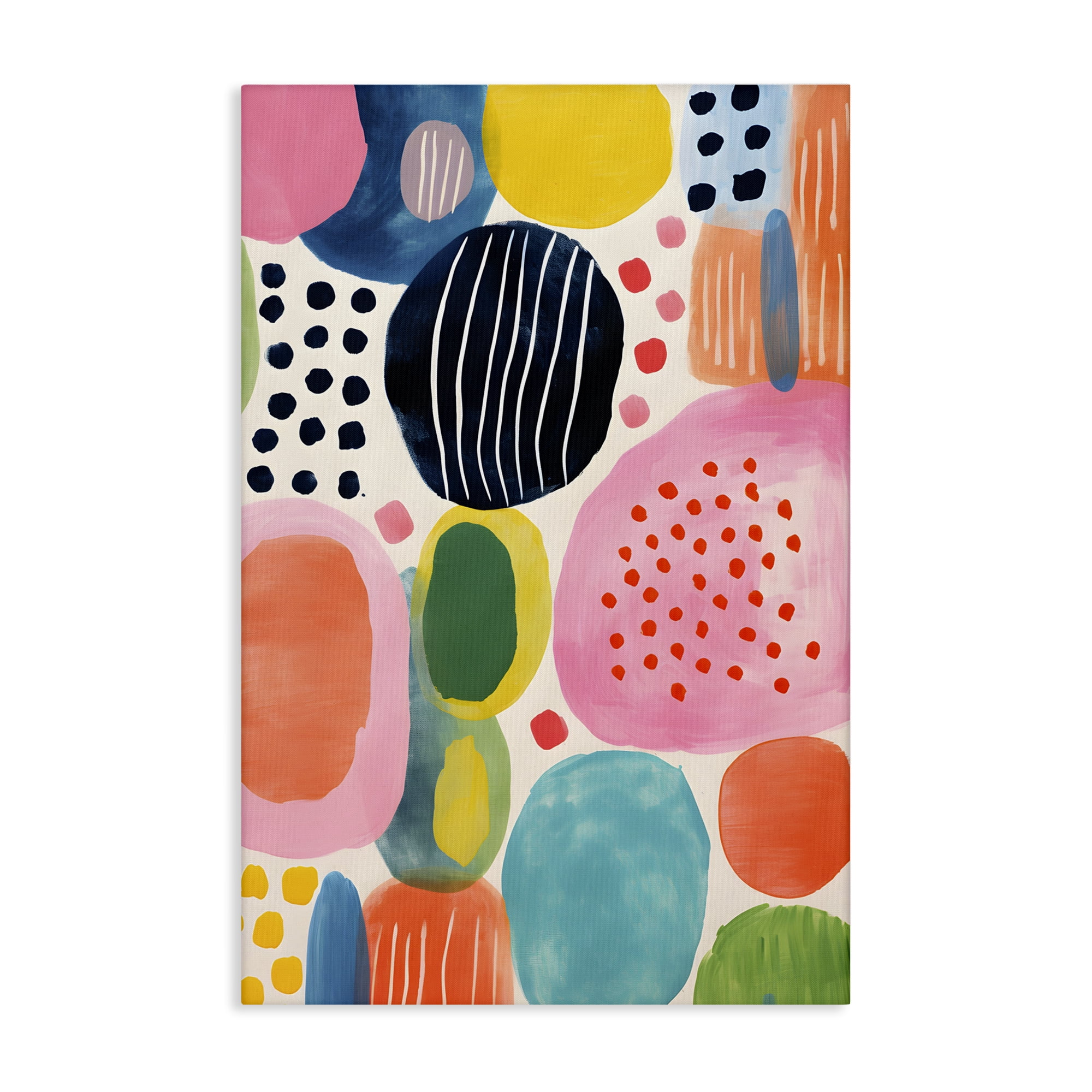 Stupell Industries Whimsical Patterned Shapes Abstract Painting Gallery Wrapped Canvas Art Print Wall Art, 30 x 45