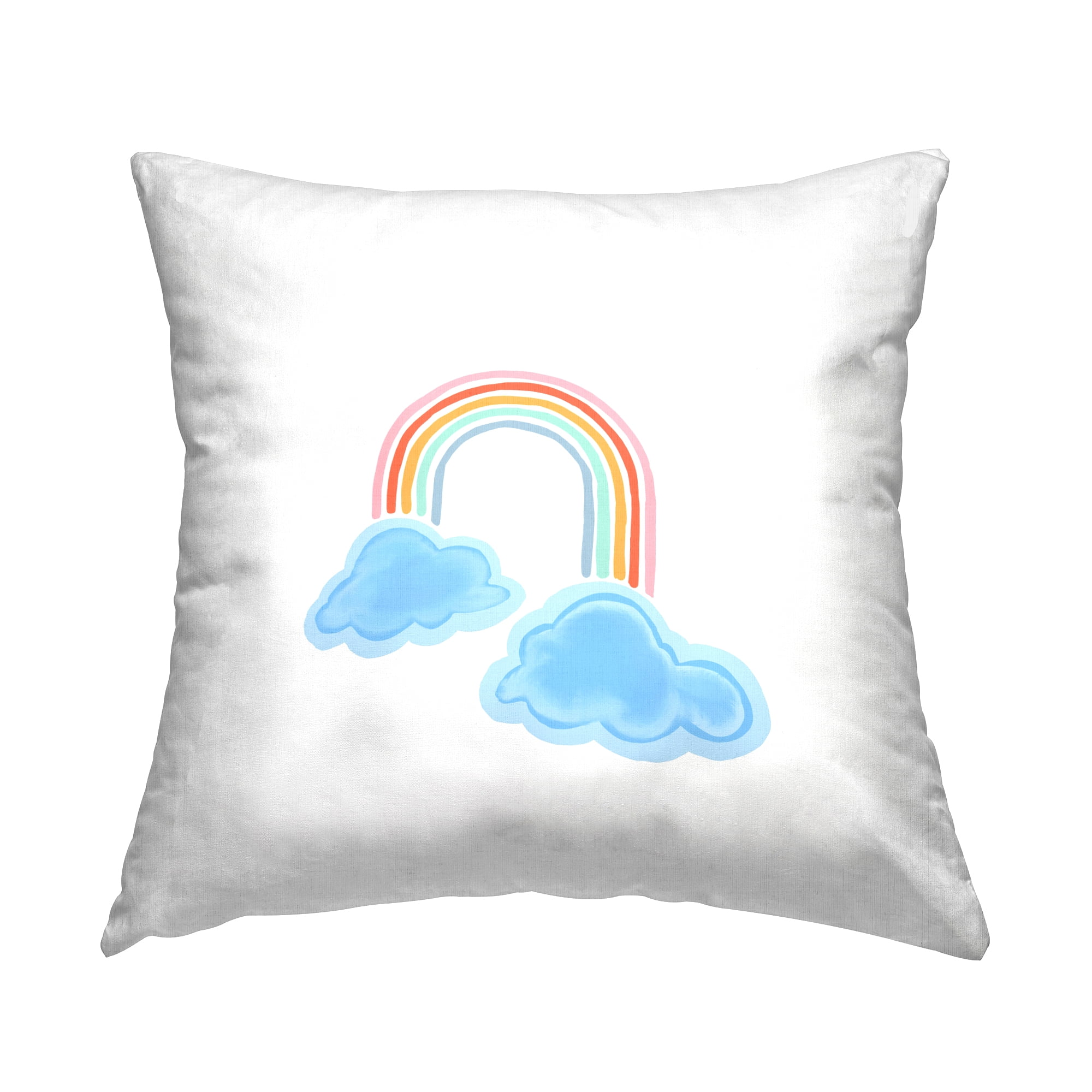 Stupell Industries Whimsical Rainbow on White Decorative Printed Throw Pillow, 18 x 18