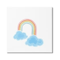 Stupell Industries Whimsical Rainbow with Clouds Landscape Painting Gallery Wrapped Canvas Art Print Wall Art, 17 x 17