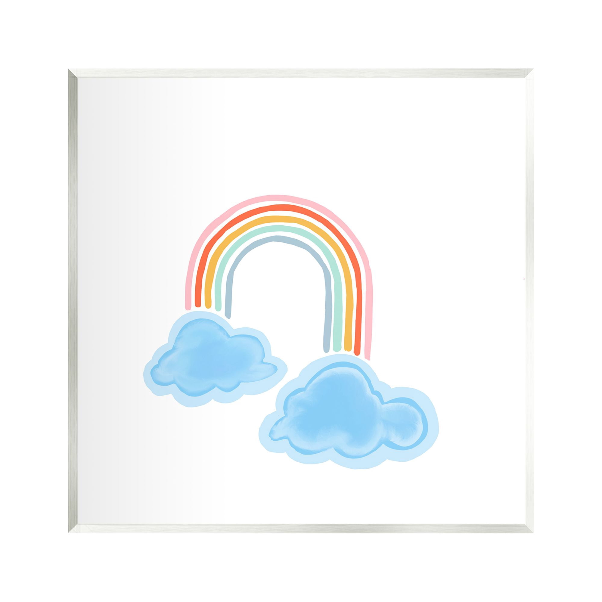 Stupell Industries Whimsical Rainbow with Clouds Landscape Painting Unframed Art Print Wall Art, 12 x 12