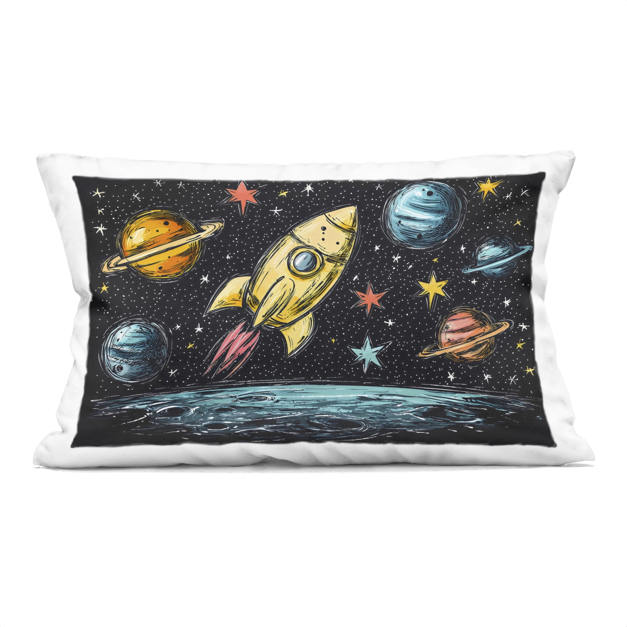Stupell Industries Whimsical Rocket & Planets Decorative Printed Throw Pillow, design by Creative Studio