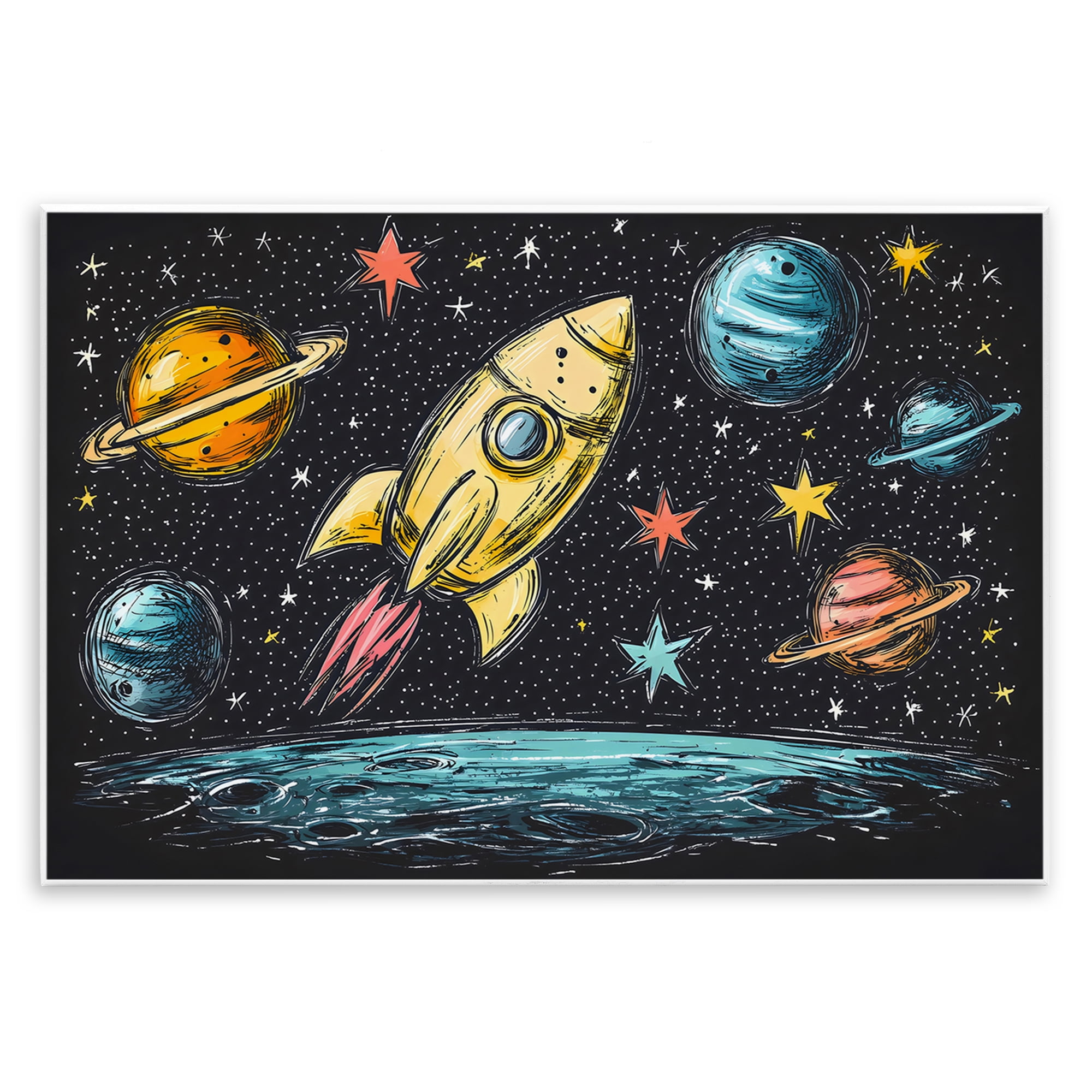 Stupell Industries Whimsical Rocket & Planets Wall Plaque Art, design by Creative Studio