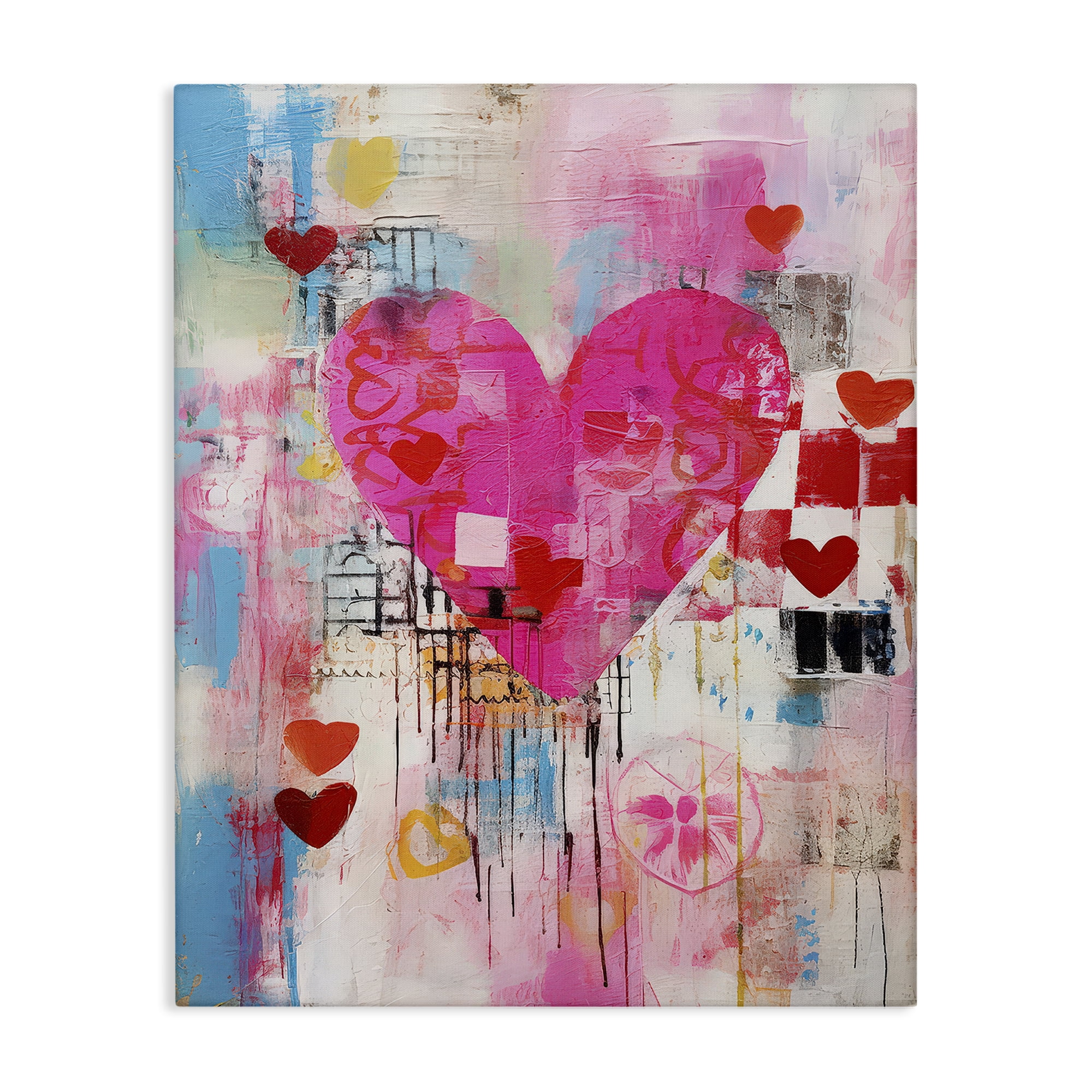 Stupell Industries Whimsical Romance Heart Pattern Abstract Painting Wrapped Canvas Art Print Wall Art, 16 x 20