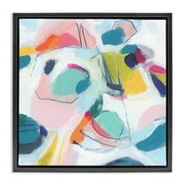 Stupell Industries Whimsical Shapes Abstraction Abstract Painting Black Floater Framed Canvas Art Print Wall Art, 18 x 18