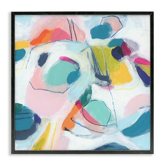 Stupell Industries Whimsical Shapes Abstraction Abstract Painting Black Framed Art Print Wall Art, 12 x 12