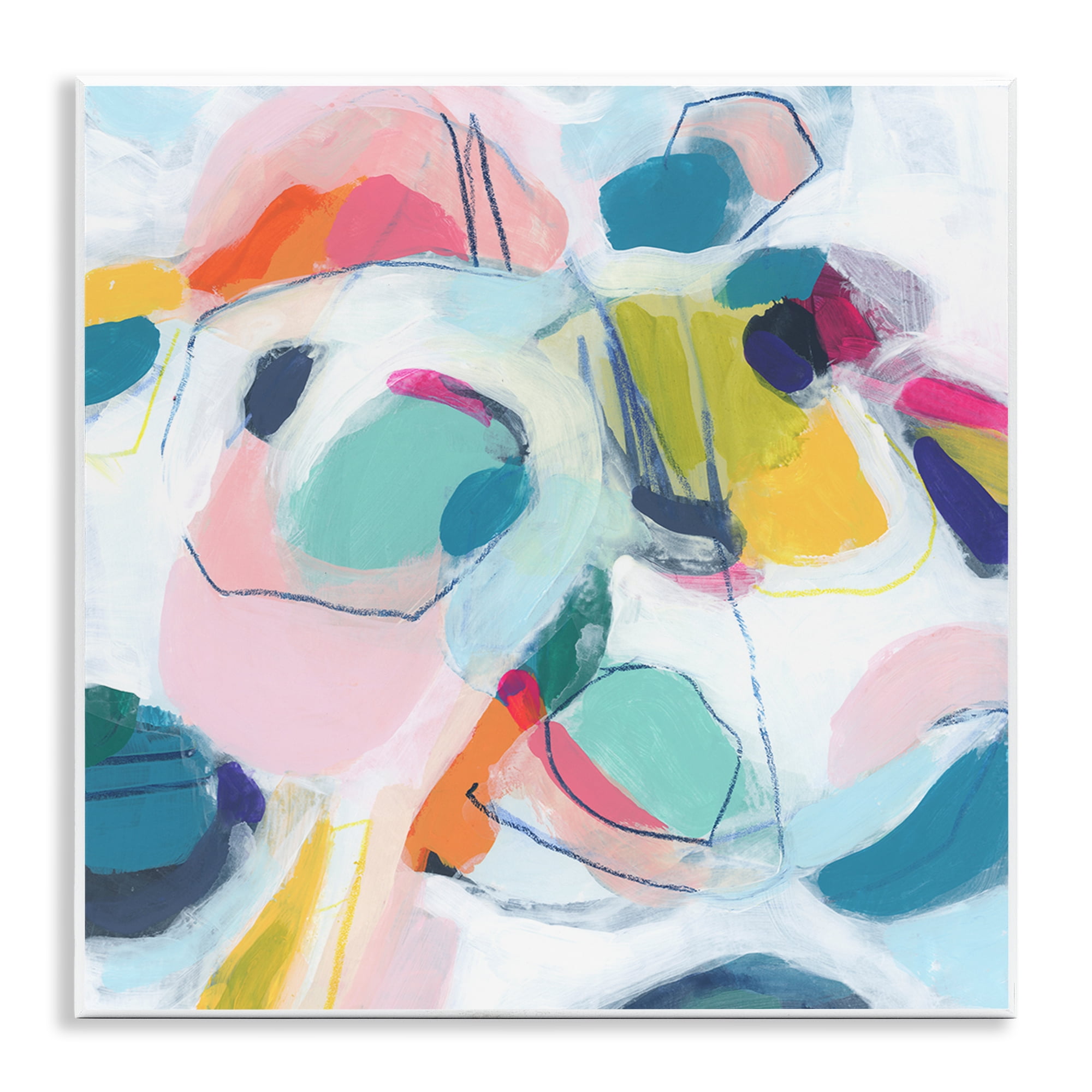 Stupell Industries Whimsical Shapes Abstraction Abstract Painting Unframed Art Print Wall Art, 12 x 12