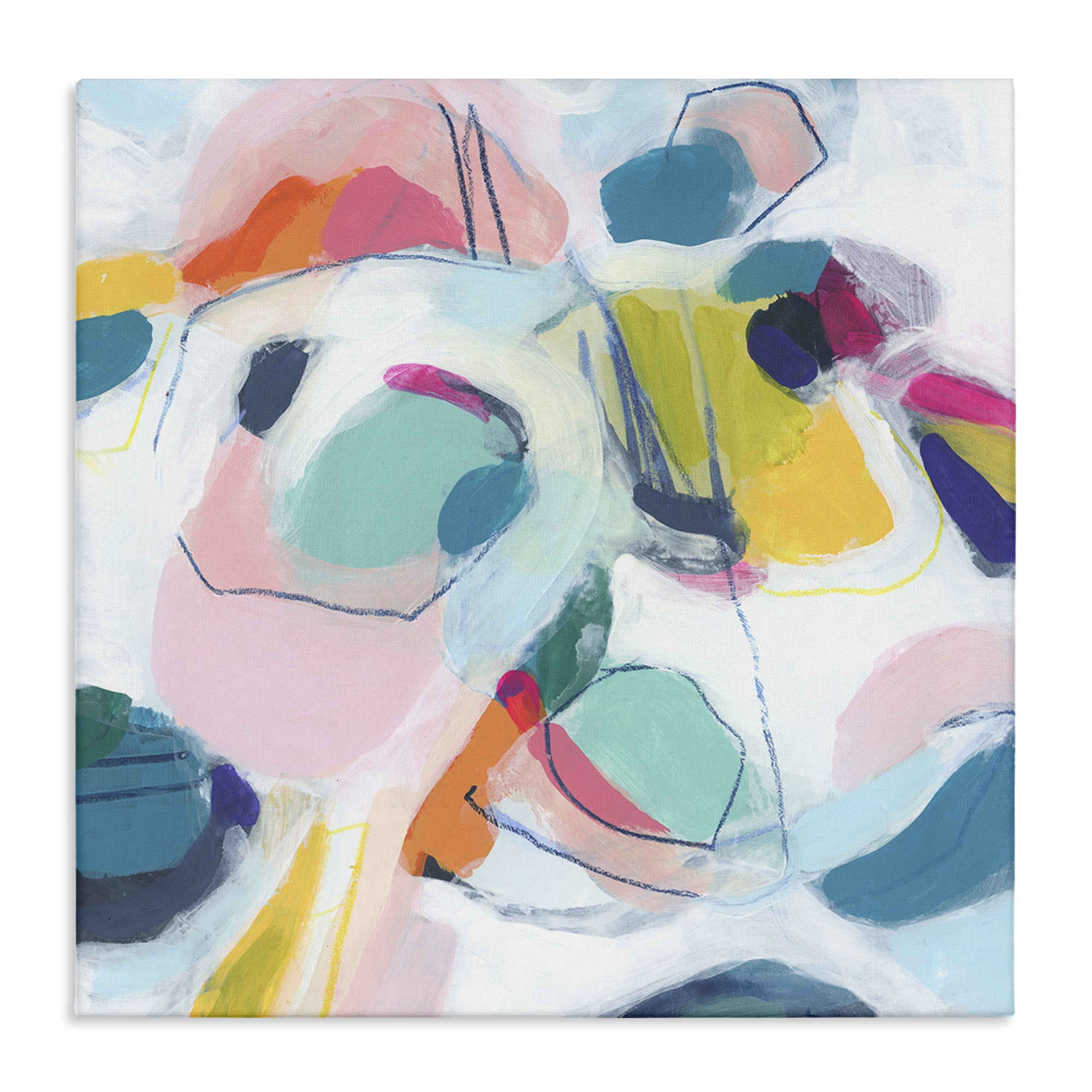 Stupell Industries Whimsical Shapes Abstraction Abstract Painting Wrapped Canvas Art Print Wall Art, 17 x 17