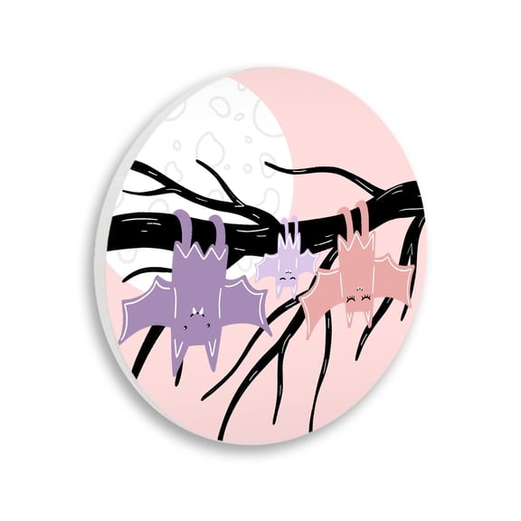 Stupell Industries Whimsical Smiling Bats Hanging Moonlit Pastel Sky Graphic Art Unframed Art Print Wall Art, Design by Dominika Godette