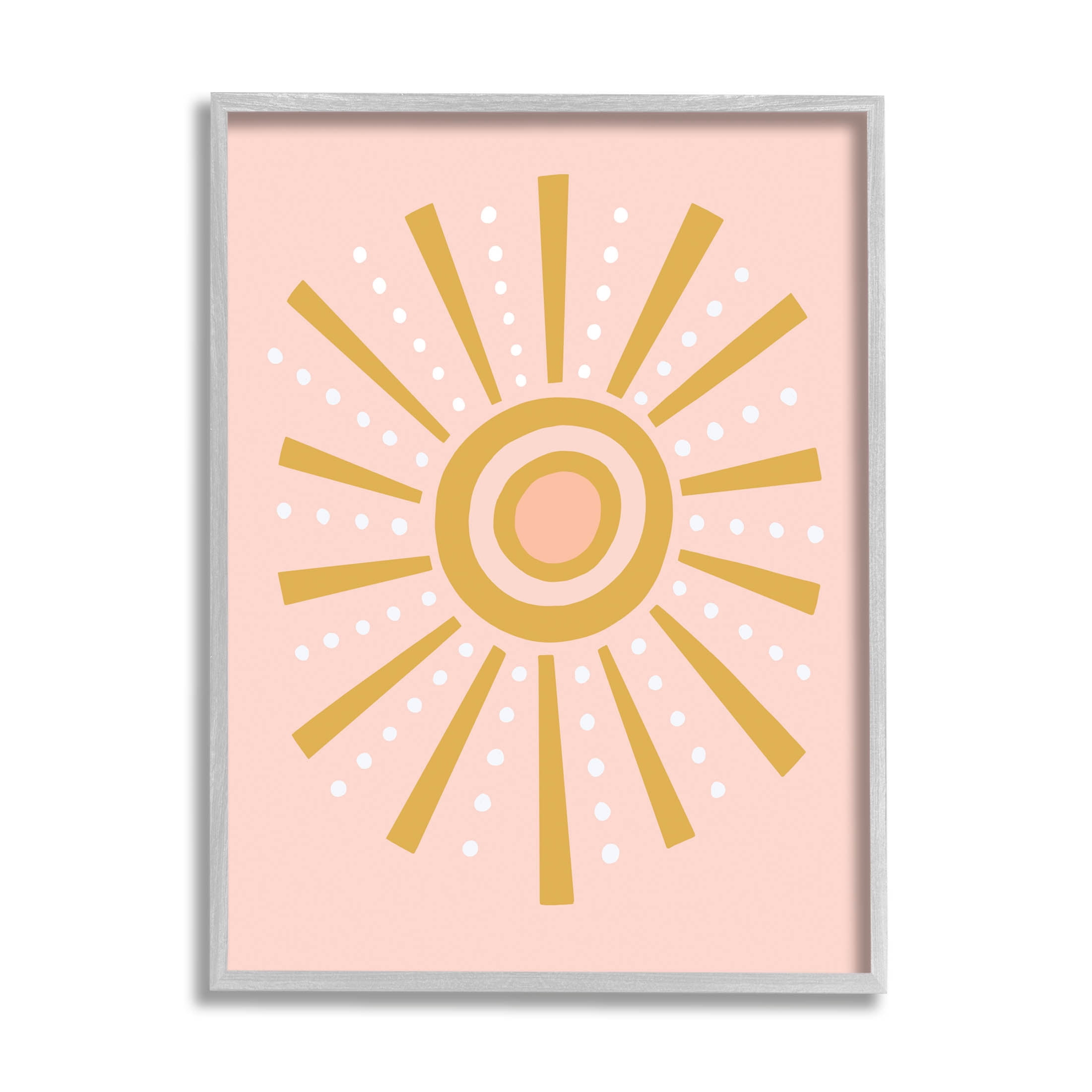 Stupell Industries Whimsical Sun Rays Pattern Graphic Art Gray Framed Art Print Wall Art, Design by Nina Seven