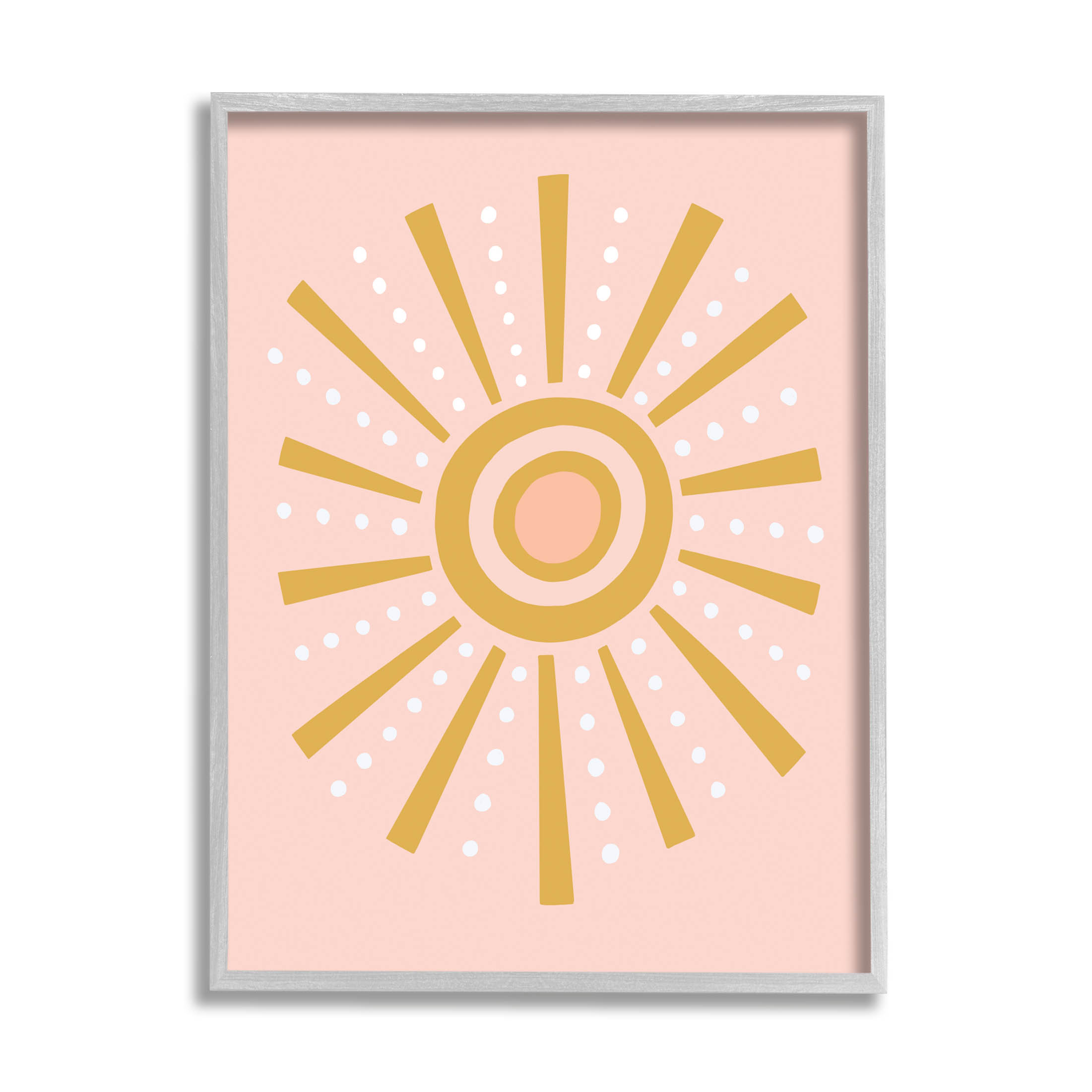 Stupell Industries Whimsical Sun Rays Pattern Graphic Art Gray Framed Art Print Wall Art, Design by Nina Seven