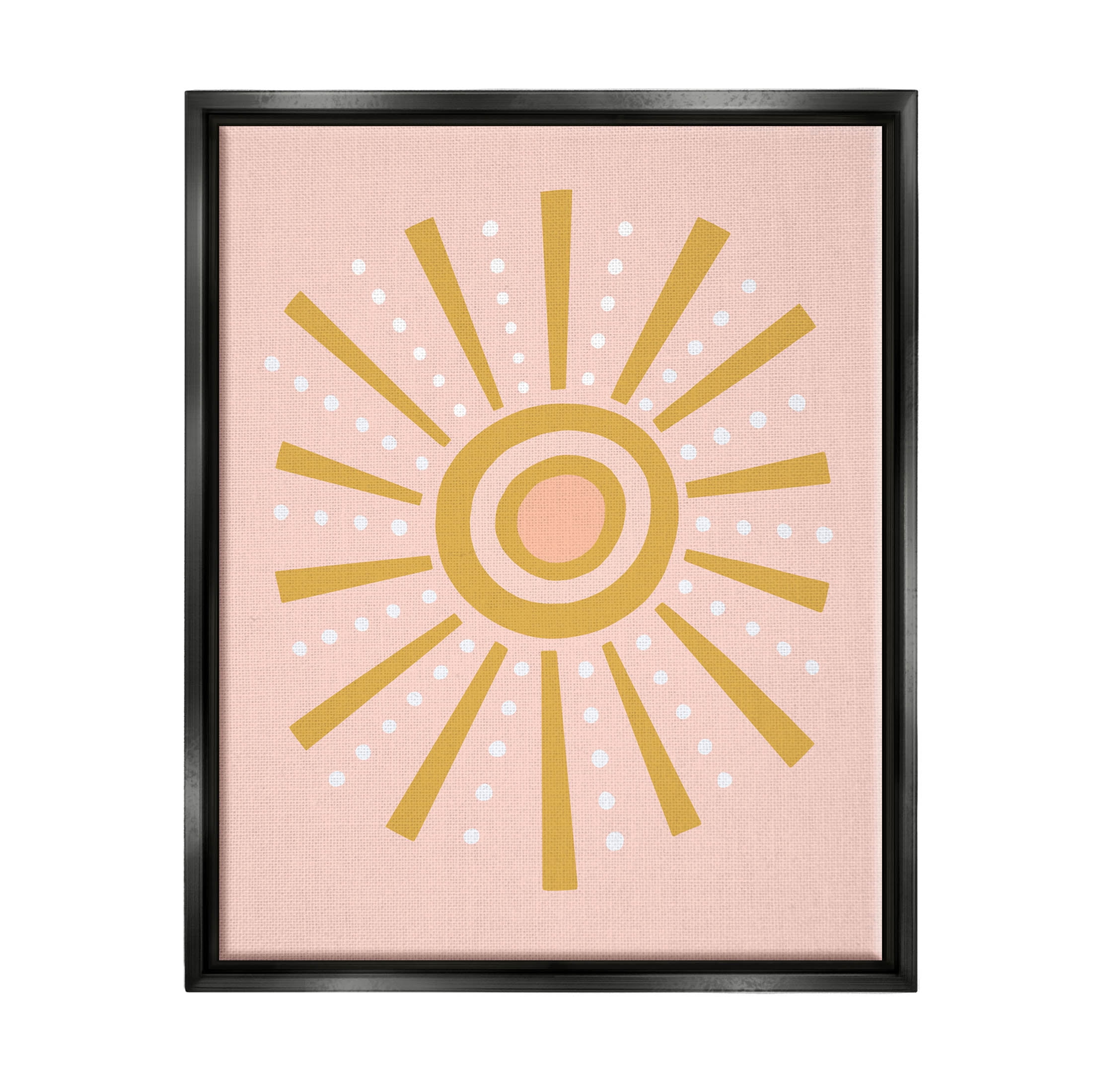 Stupell Industries Whimsical Sun Rays Pattern Graphic Art Jet Black Floating Framed Canvas Print Wall Art, Design by Nina Seven