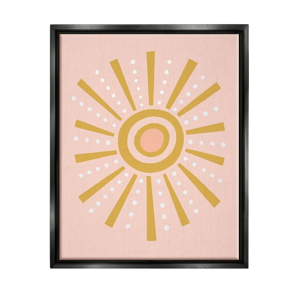 Stupell Industries Whimsical Sun Rays Pattern Graphic Art Jet Black Floating Framed Canvas Print Wall Art, Design by Nina Seven