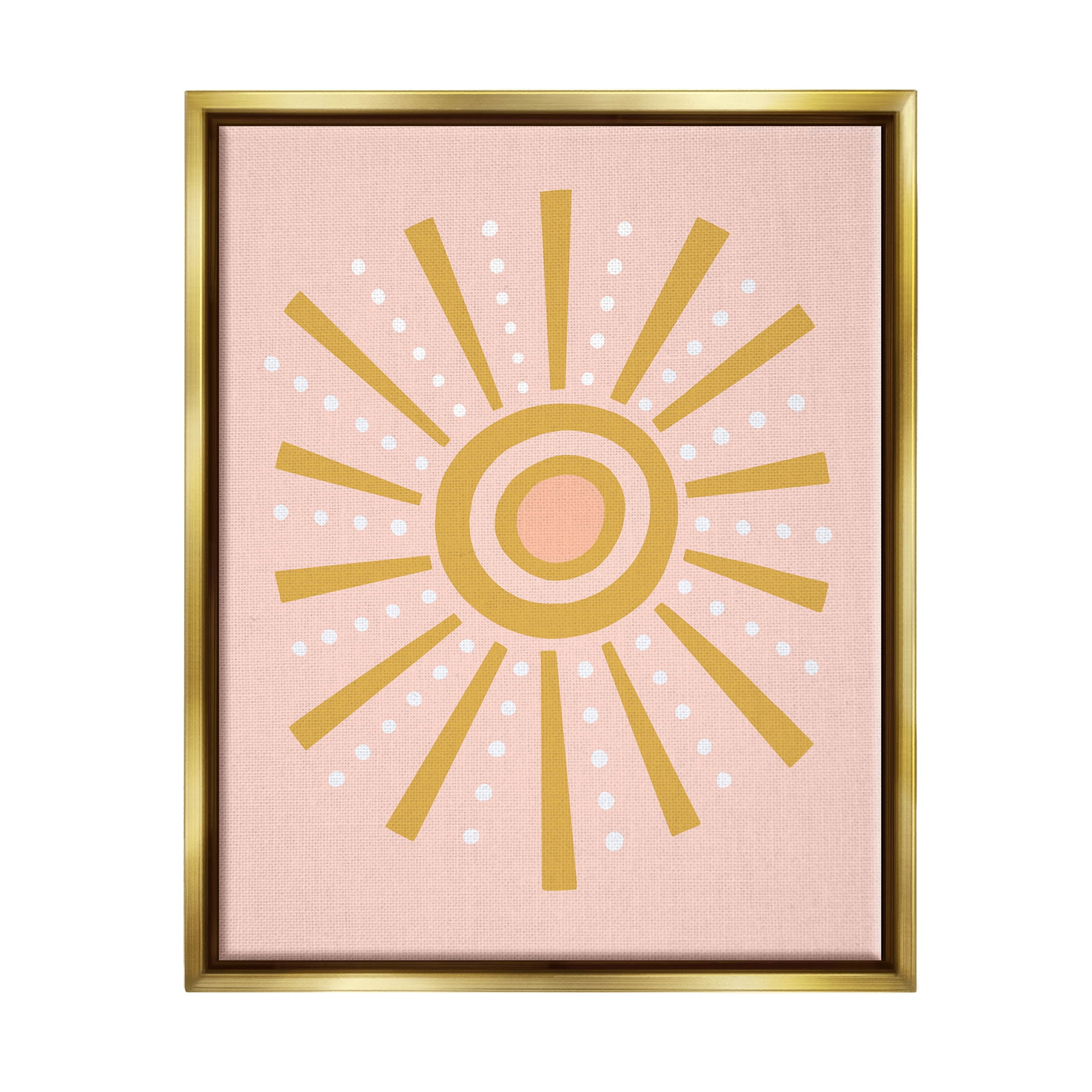 Stupell Industries Whimsical Sun Rays Pattern Graphic Art Metallic Gold Floating Framed Canvas Print Wall Art, Design by Nina Seven