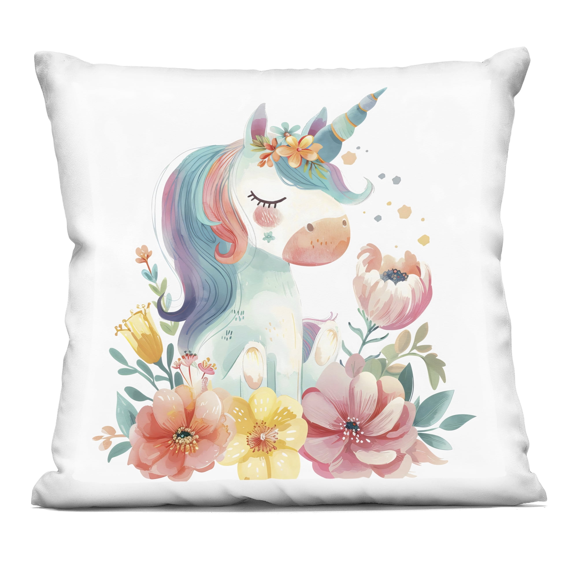 Stupell Industries Whimsical Unicorn with Blossoms Decorative Printed Throw Pillow, design by Creative Studio