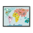 thumbnail image 1 of Stupell Industries Whimsical Wildlife World Map Travel & Places Painting Black Framed Art Print Wall Art, 20 x 16, 1 of 9