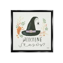 Stupell Industries Whimsical Witching Season Holiday Painting Black Floater Framed Canvas Art Print Wall Art, 18 x 18