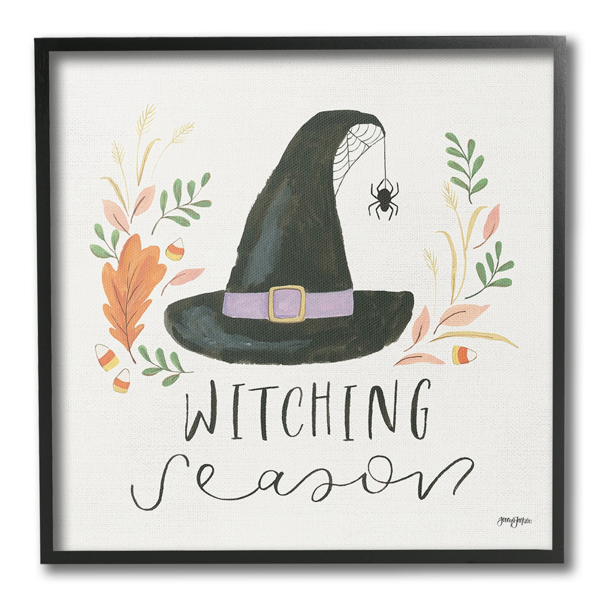 Stupell Industries Whimsical Witching Season Holiday Painting Black Framed Art Print Wall Art, 12 x 12