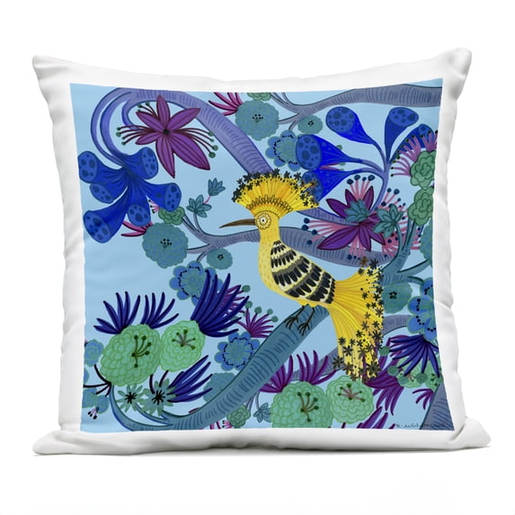 Stupell Industries Whimsical Yellow Bird & Flowers Design by Kay Widdowson Outdoor Printed Pillow