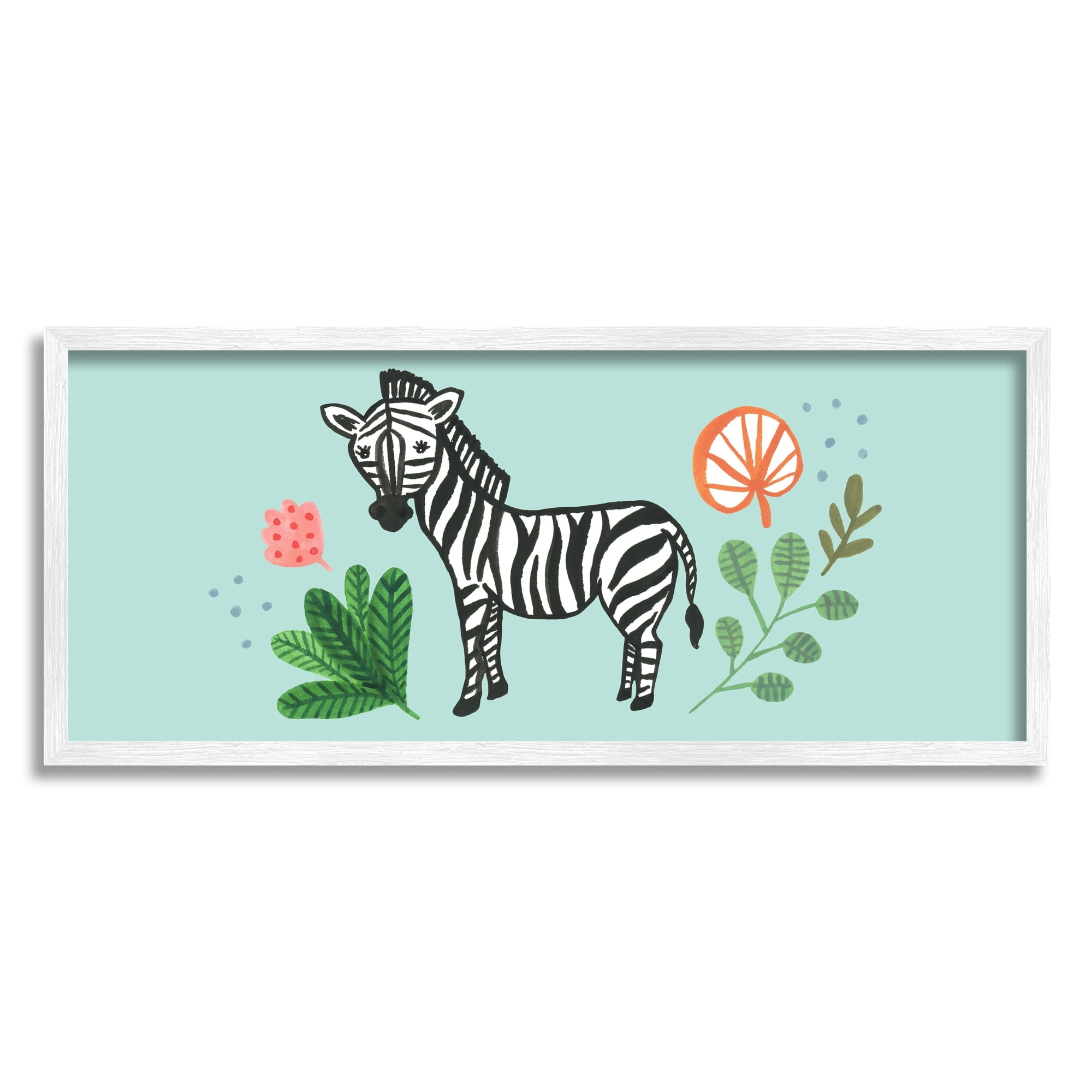 Stupell Industries Whimsical Zebra Botanical Plant Border Design, 24 x 10, Design by Heather Strianese