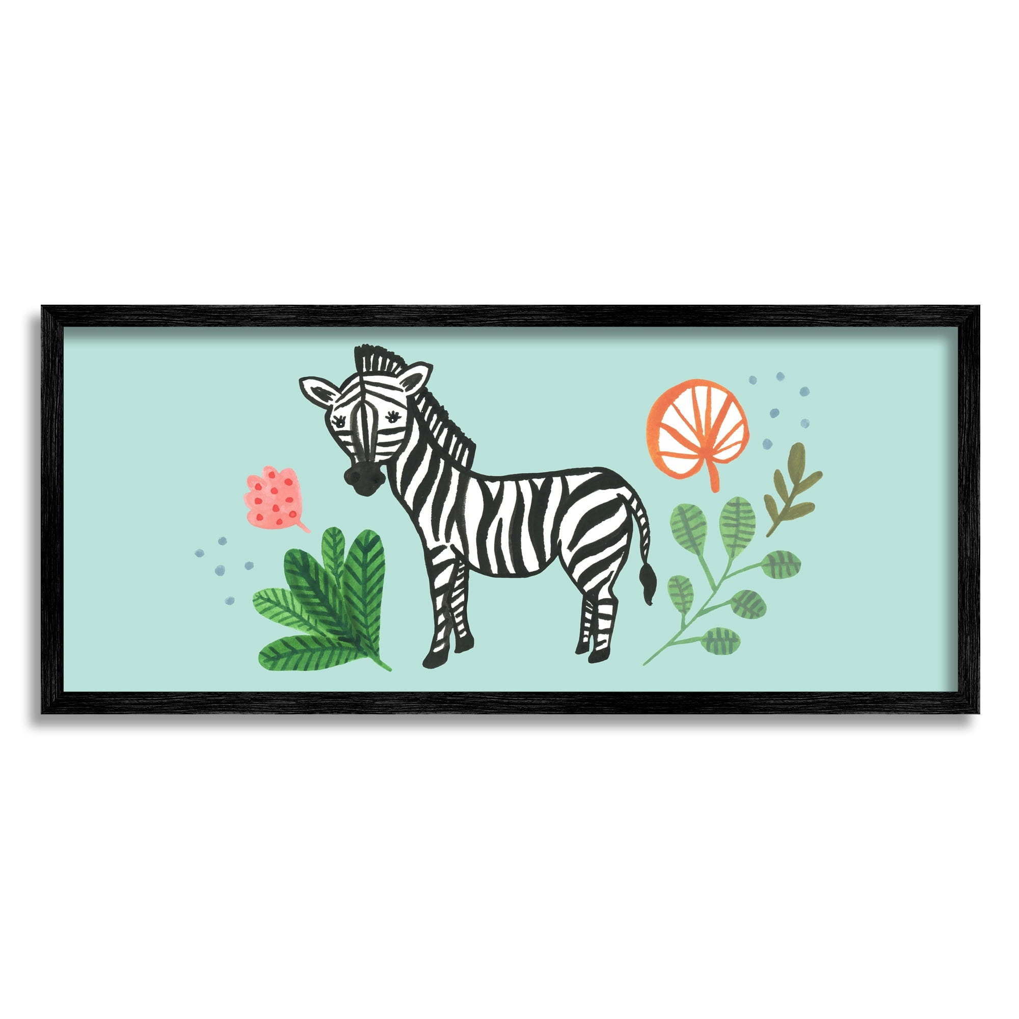 Stupell Industries Whimsical Zebra Botanical Plant Border Design, 30 x 13, Design by Heather Strianese