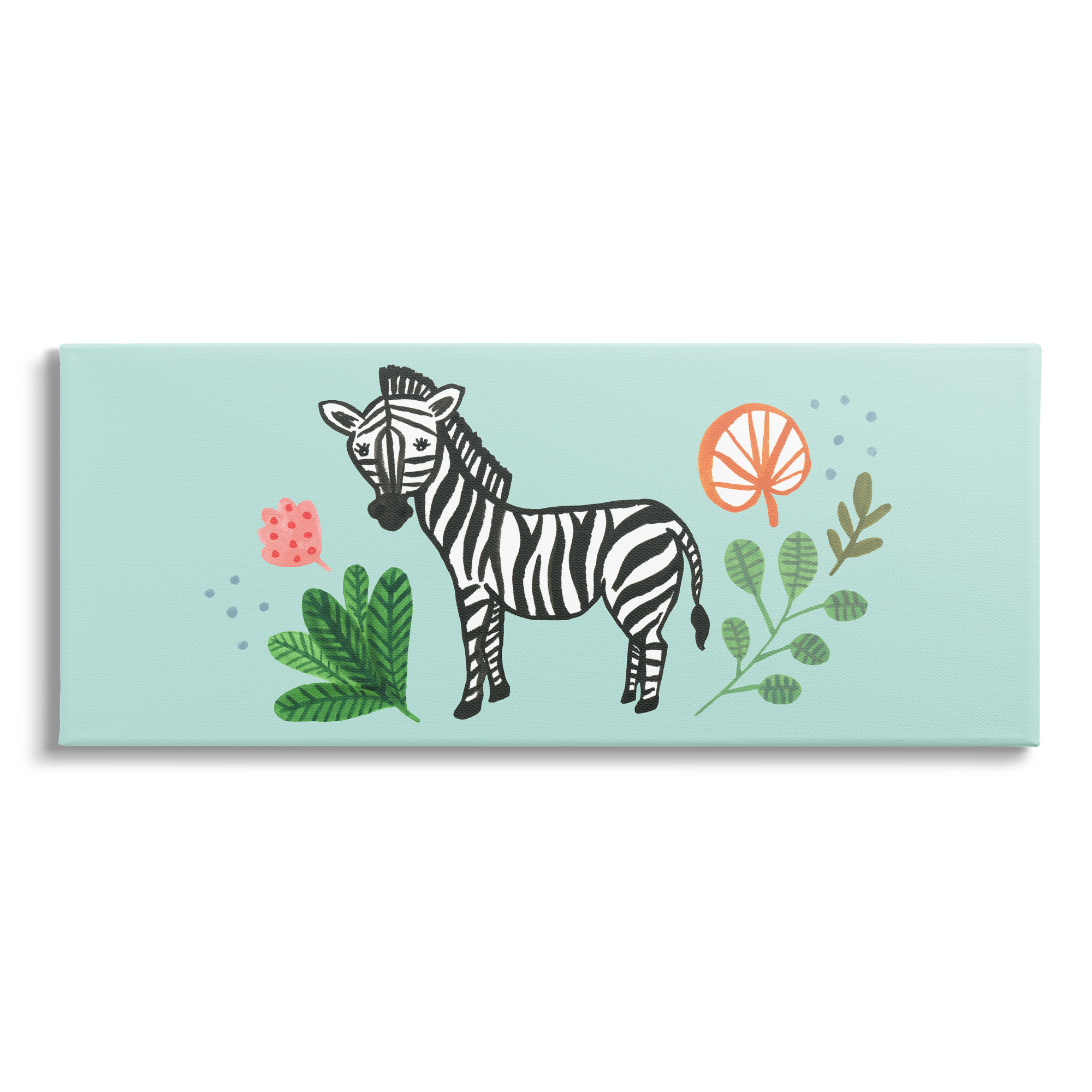 Stupell Industries Whimsical Zebra Botanical Plant Border Design, 40 x 17, Design by Heather Strianese