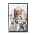 thumbnail image 1 of Stupell Industries Whimsy Cat on Toilet Gray Framed Floater Canvas Wall Art design by Matthew Piotrowicz, 31 x 21, 1 of 9