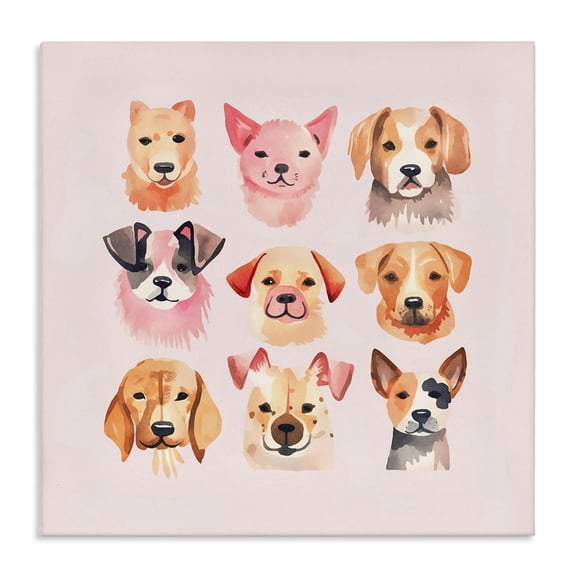 Stupell Industries Whimsy Dog Parade Animals Painting Wrapped Canvas Art Print Wall Art, 24 x 24