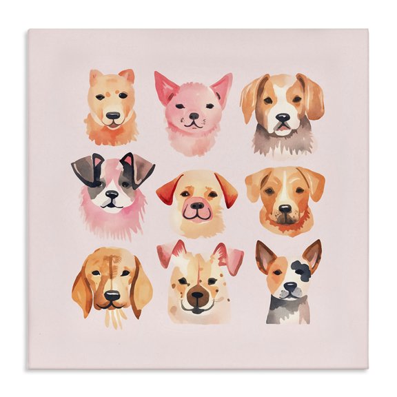 Stupell Industries Whimsy Dog Parade Animals Painting Wrapped Canvas Art Print Wall Art, 30 x 30