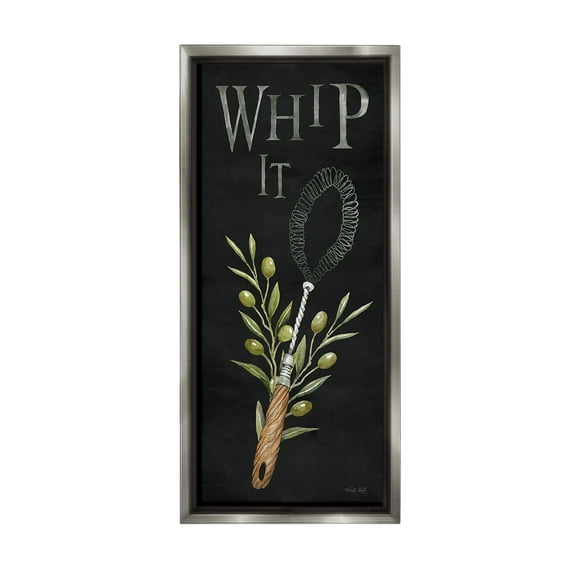 Stupell Industries Whip It Vintage Kitchen Food & Beverage Painting Gray Floater Framed Canvas Art Print Wall Art, 11 x 25