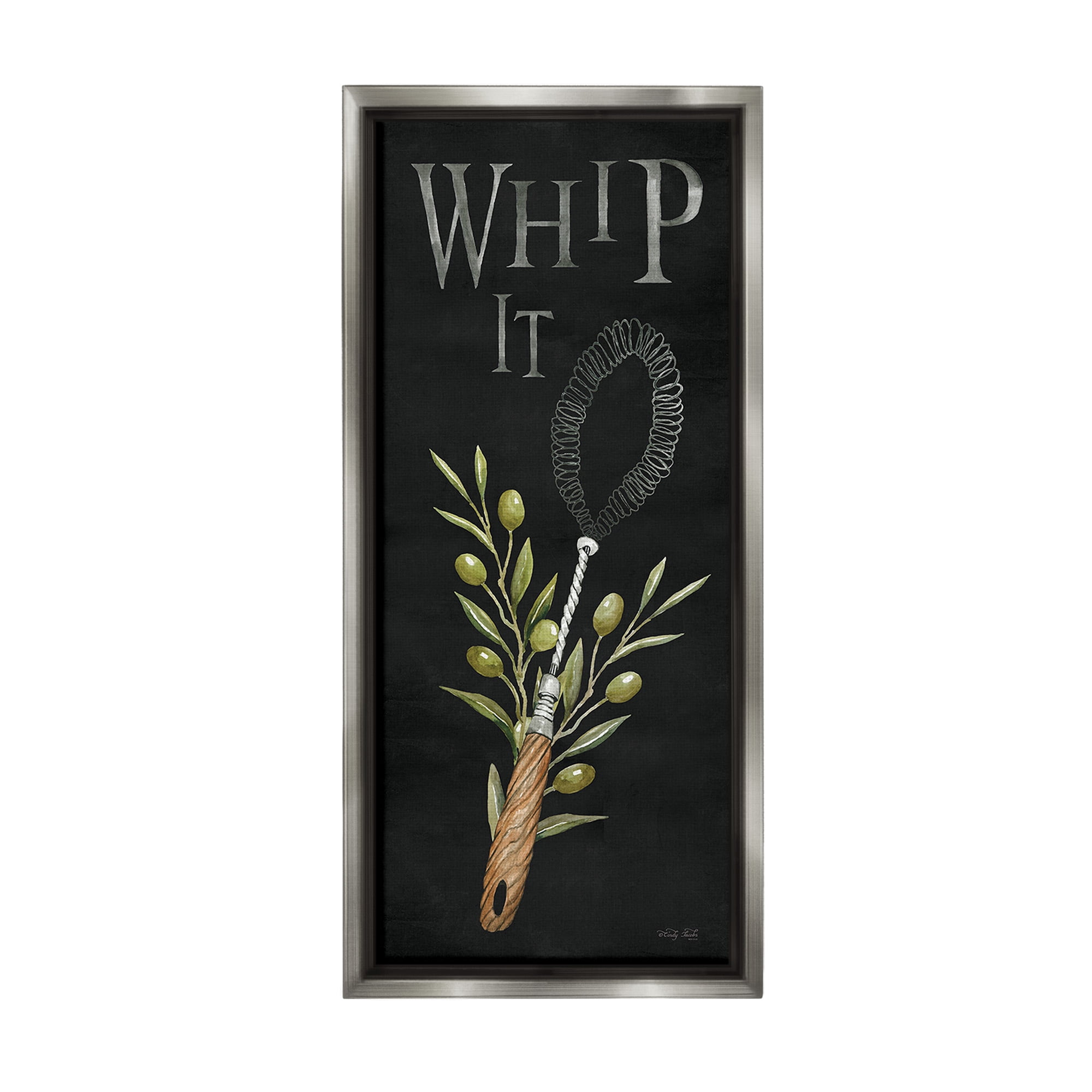 Stupell Industries Whip It Vintage Kitchen Food & Beverage Painting Gray Floater Framed Canvas Art Print Wall Art, 14 x 31