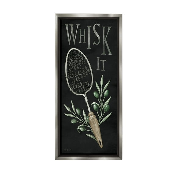 Stupell Industries Whisk It Vintage Kitchen Food & Beverage Painting Gray Floater Framed Canvas Art Print Wall Art, 11 x 25